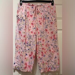 Pink floral pajama pants size XL by Carole Hochman 100% cotton